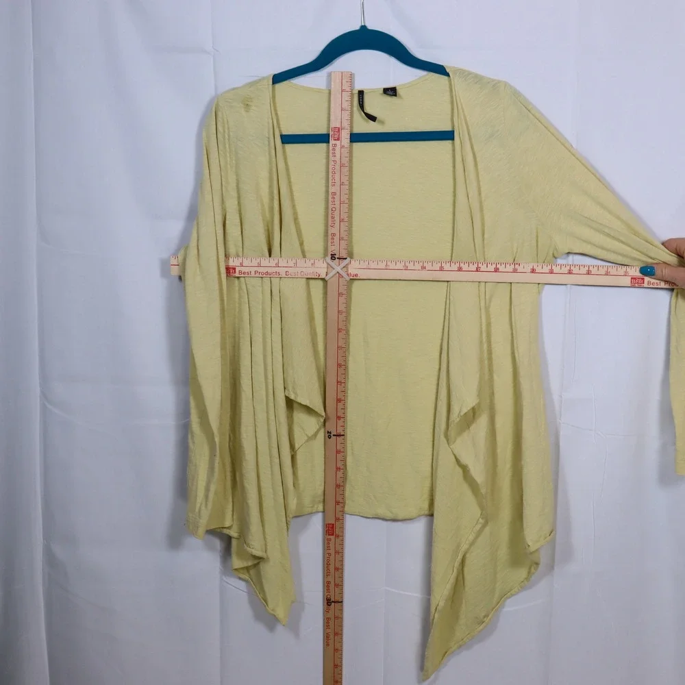 Isda‎ & Co Cardigan L Yellow Womens Open Front Slub Knit Sweater